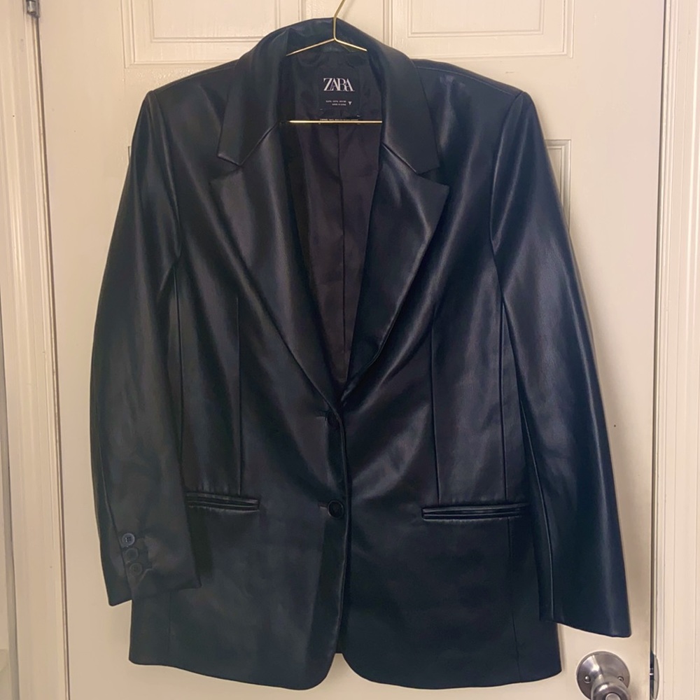 Zara Faux Leather Oversized Blazer